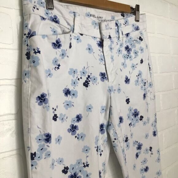 GAP Khakis crop ankle pants slim city white and blue liberty floral chino Pixi 8 - Picture 4 of 14
